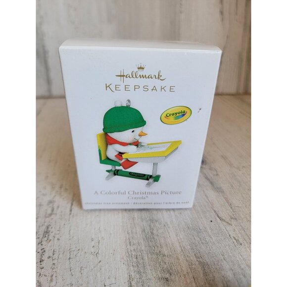 Hallmark a colorful Christmas picture Crayola ornament Xmas Snowman - Picture 7 of 7